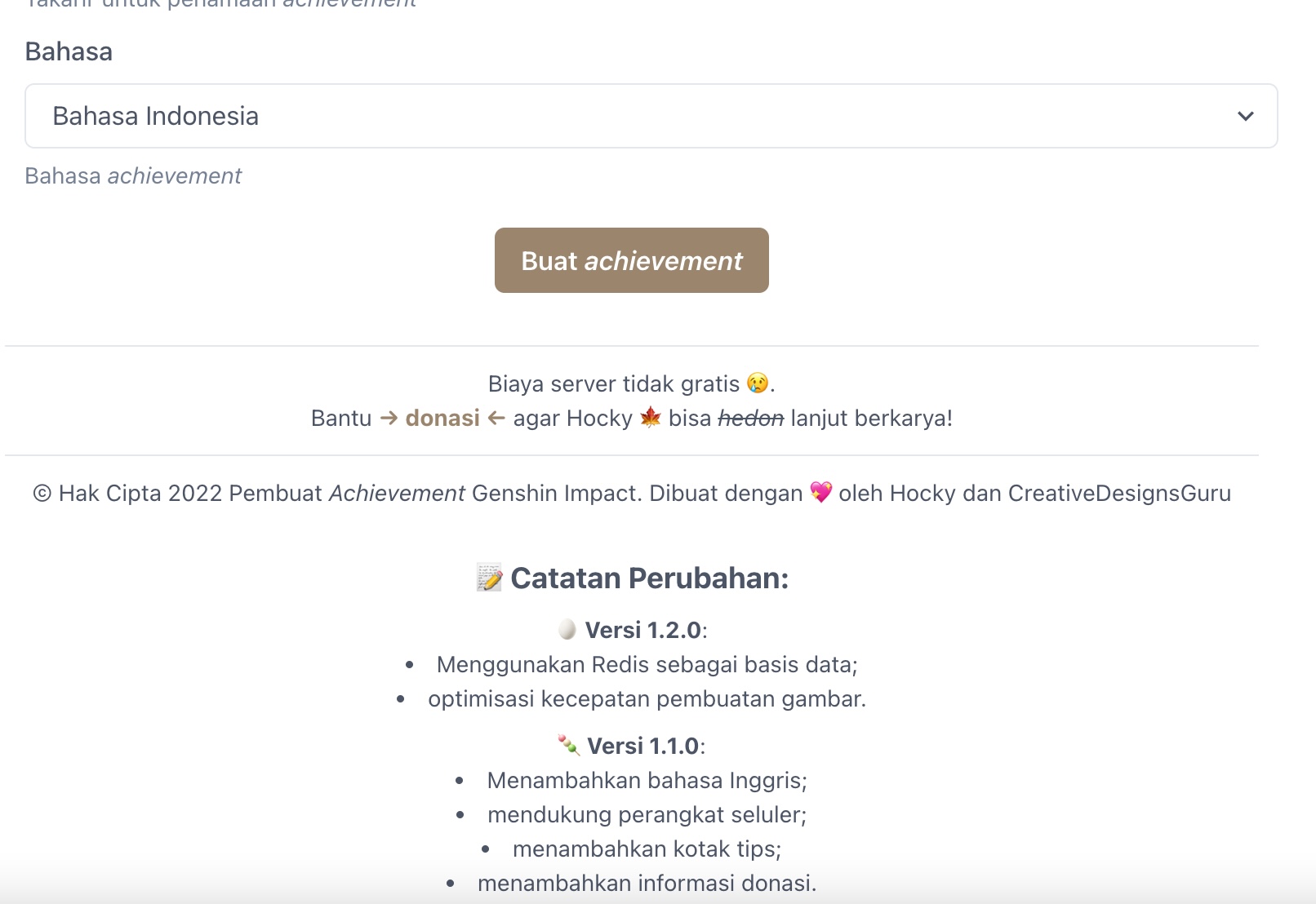 Penampakan Website Genshin
